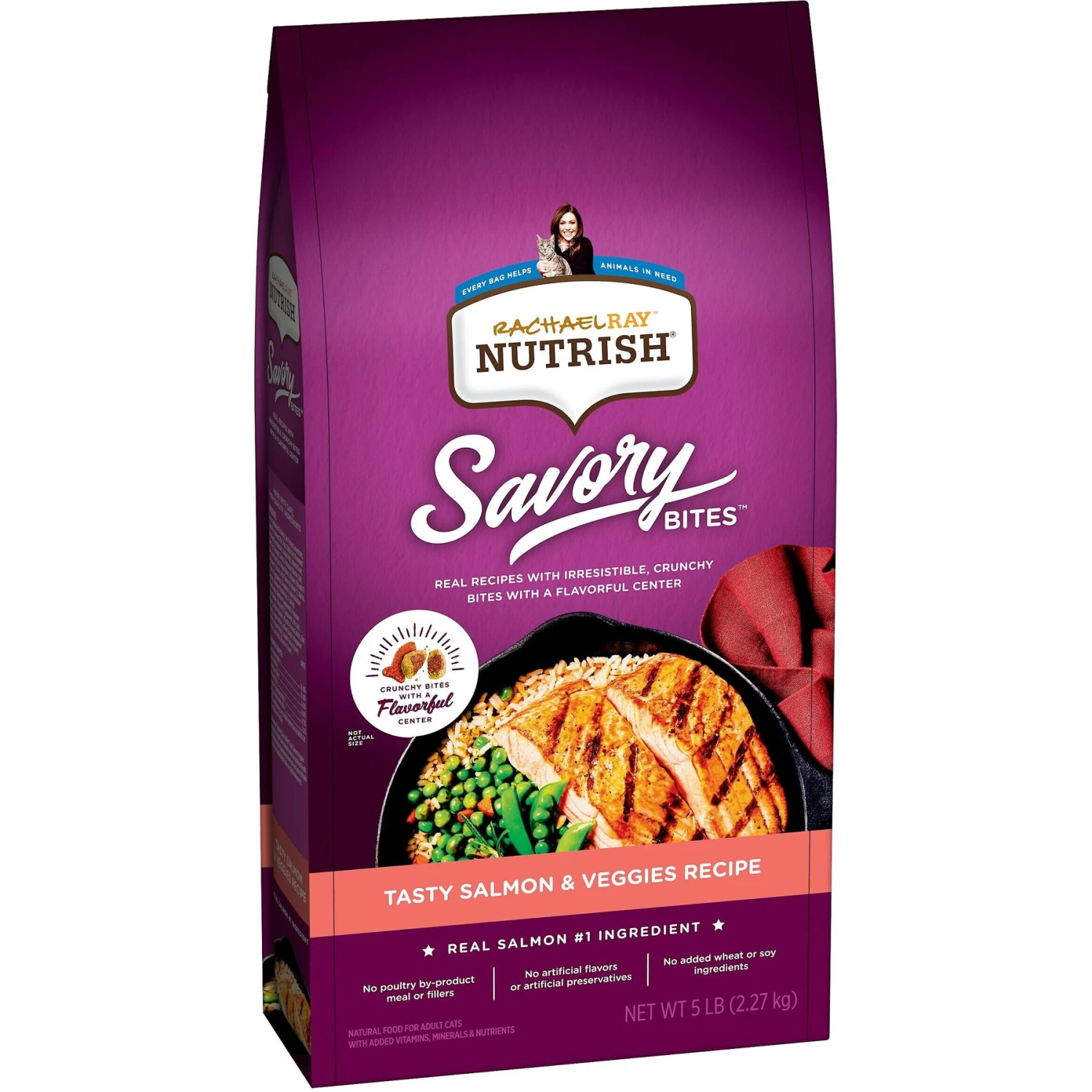 Rachael Ray Nutrish Savory Bites Tasty Salmon & Veggies Recipe Dry Cat Food, 5-lb Bag 3 Rachael Ray Nutrish Savory Bites Tasty Salmon & Veggies Recipe Dry Cat Food, 5-lb Bag