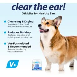 Vetnique Labs Oticbliss Advanced Cleaning, Soothing Aloe & Medicated Dog & Cat Ear Wipes -Furry Friends 271378 PT2. AC SS1800 V1698094193
