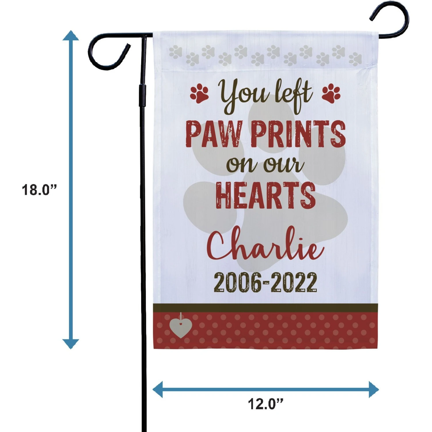 Frisco Personalized Double Sided Printed Memorial Paw Prints Garden Flag 4 Frisco Personalized Double Sided Printed Memorial Paw Prints Garden Flag - Image 2