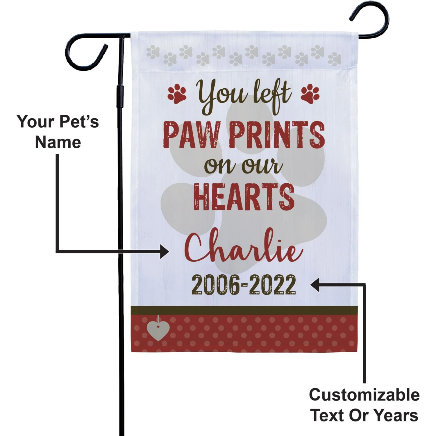 Frisco Personalized Double Sided Printed Memorial Paw Prints Garden Flag 7 Frisco Personalized Double Sided Printed Memorial Paw Prints Garden Flag - Image 5