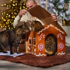 Frisco Holiday Gingerbread House Cardboard Cat House Cat Toy 11 Frisco Holiday Gingerbread House Cardboard Cat House Cat Toy -Furry Friends 287289 PT3. AC SS1800 V1695046487