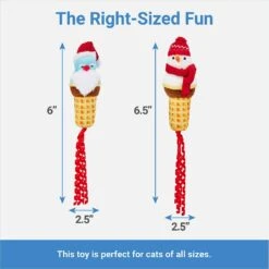 Frisco Holiday Santa & Snowman Ice Cream Cones Plush Cat Toy With Catnip, 2 Count -Furry Friends 287373 PT1. AC SS1800 V1637704666