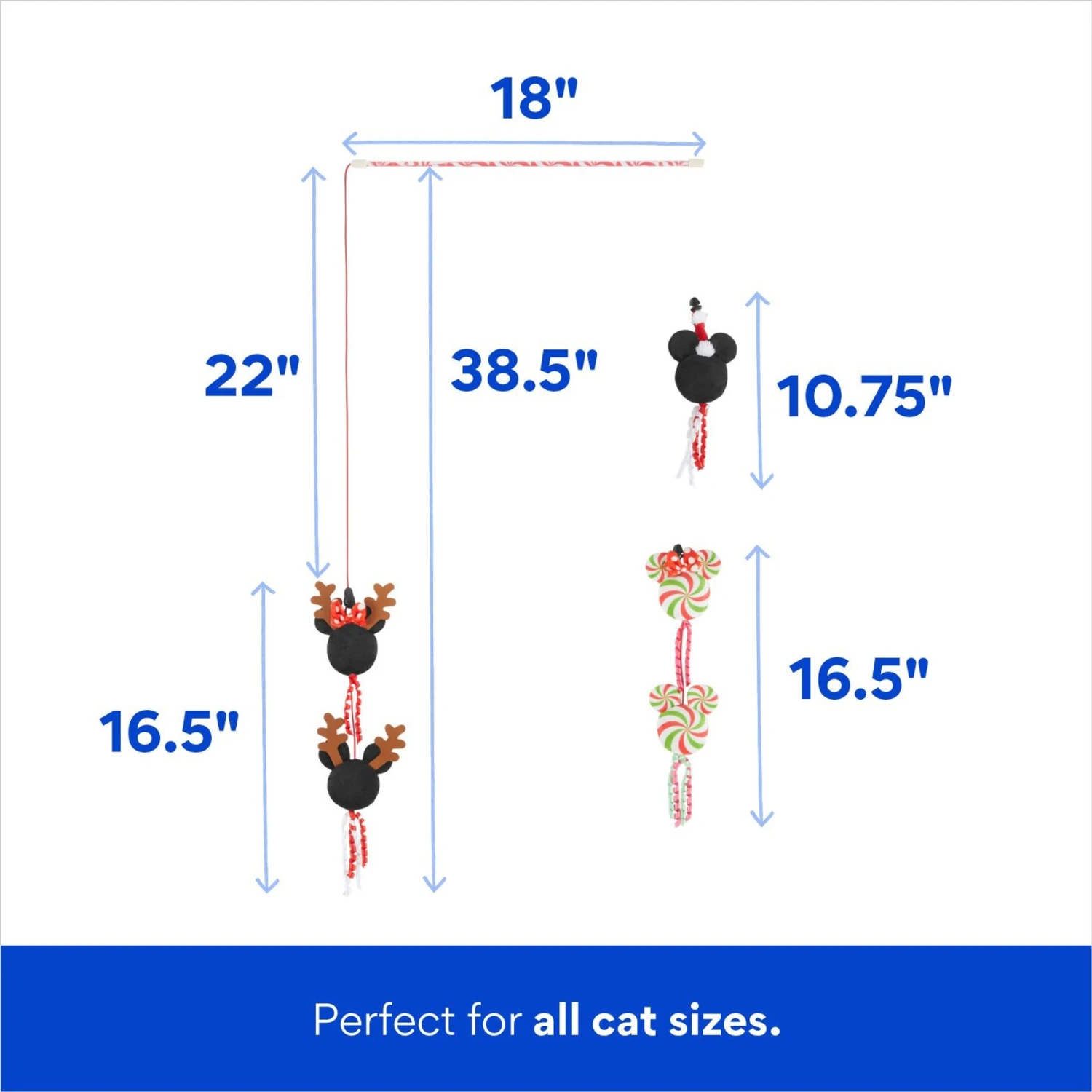 Disney Holiday Mickey & Minnie Mouse Interchangeable Teaser Wand Cat Toy With Catnip 4 Disney Holiday Mickey & Minnie Mouse Interchangeable Teaser Wand Cat Toy With Catnip - Image 2