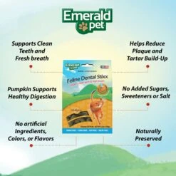 Emerald Pet Feline Dental Stixx With Chicken & Pumpkin Grain-Free Dental Cat Treats, 3.6-oz Bag -Furry Friends 288273 PT3. AC SS1800 V1667597936