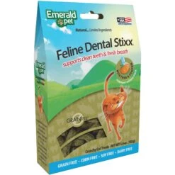 Emerald Pet Feline Dental Stixx With Tuna & Pumpkin Grain-Free Dental Cat Treats, 3.6-oz Bag