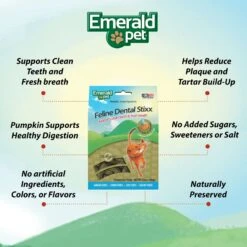 Emerald Pet Feline Dental Stixx With Tuna & Pumpkin Grain-Free Dental Cat Treats, 3.6-oz Bag -Furry Friends 288277 PT3. AC SS1800 V1667598046
