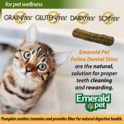 Emerald Pet Feline Dental Stixx With Tuna & Pumpkin Grain-Free Dental Cat Treats, 3.6-oz Bag -Furry Friends 288277 PT6. AC SS1800 V1667597986