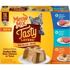 Meow Mix Tasty Layers Variety Pack Swirled Paté Cat Food, 2.75-oz Can, Case Of 12
