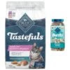 Blue Buffalo Tastefuls Sensitive Stomach Natural Chicken Adult Dry Cat Food & Blue Buffalo Bursts With Savory Seafood Cat Treats -Furry Friends 292742 MAIN. AC SS1800 V1664553819