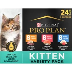 Purina Pro Plan Focus Kitten Favorites Variety Pack Canned Cat Food & Fancy Feast Tender Feast Variety Pack Canned Kitten Food -Furry Friends 293642 PT5. AC SS1800 V1620093138
