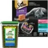 Sheba Perfect Portions Seafood Pate Variety Pack Grain-Free Adult Wet Cat Food Trays & Greenies Feline SmartBites Healthy Indoor Natural Tuna Flavor Soft & Crunchy Adult Cat Treats -Furry Friends 293850 MAIN. AC SS1800 V1648476111