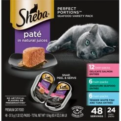 Sheba Perfect Portions Seafood Pate Variety Pack Grain-Free Adult Wet Cat Food Trays & Greenies Feline SmartBites Healthy Indoor Natural Tuna Flavor Soft & Crunchy Adult Cat Treats -Furry Friends 293850 PT1. AC SS1800 V1648071399