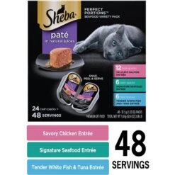 Sheba Perfect Portions Seafood Pate Variety Pack Grain-Free Adult Wet Cat Food Trays & Greenies Feline SmartBites Healthy Indoor Natural Tuna Flavor Soft & Crunchy Adult Cat Treats -Furry Friends 293850 PT2. AC SS1800 V1648076530