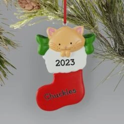 Frisco Cat In Stocking Resin Personalized Ornament -Furry Friends 295087 PT5. AC SS1800 V1697131877