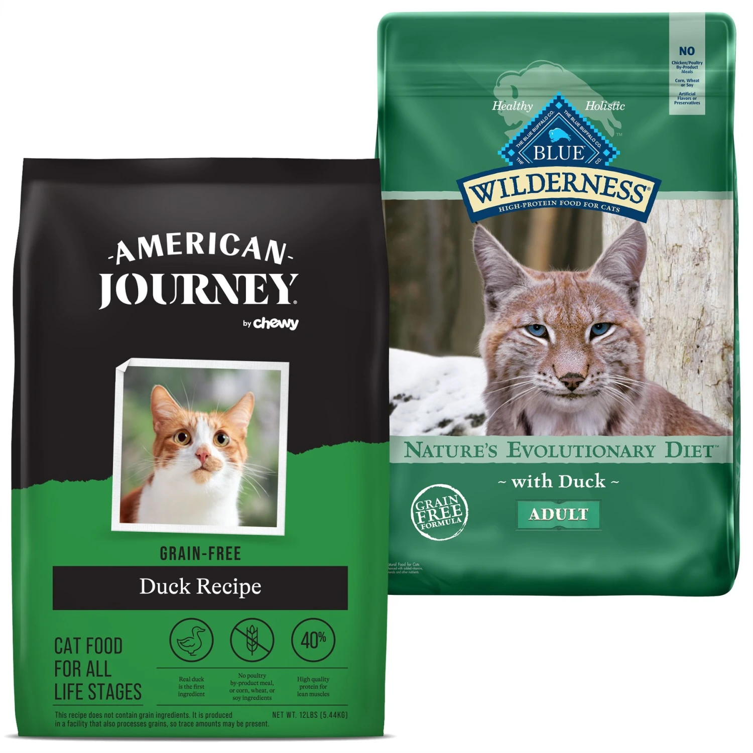 American Journey Duck Recipe Grain-Free Dry Cat Food & Blue Buffalo Wilderness Duck Recipe Grain-Free Dry Cat Food 3 American Journey Duck Recipe Grain-Free Dry Cat Food & Blue Buffalo Wilderness Duck Recipe Grain-Free Dry Cat Food