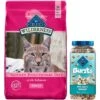 Blue Buffalo Wilderness Salmon Recipe Grain-Free Dry Cat Food & Blue Buffalo Bursts With Savory Seafood Cat Treats -Furry Friends 297856 MAIN. AC SS1800 V1621296155