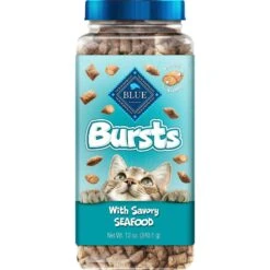 Blue Buffalo Wilderness Salmon Recipe Grain-Free Dry Cat Food & Blue Buffalo Bursts With Savory Seafood Cat Treats -Furry Friends 297856 PT4. AC SS1800 V1621294633