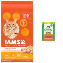 Furry Friends 34 Iams ProActive Health Healthy Adult Original With Chicken Dry Cat Food & Greenies Feline SmartBites Healthy Skin & Fur Natural Chicken Flavor Soft & Crunchy Adult Cat Treats