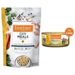 Instinct Original Grain-Free Pate Real Chicken Recipe Wet Canned Cat Food & Instinct Freeze-Dried Raw Meals Grain-Free Cage-Free Chicken Recipe Cat Food