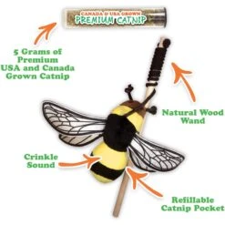 Meowijuana Catnip Pawty Mix, 60-g Jar & Meowijuana Refillable Get Buzzed Catnip Bee Cat Toy -Furry Friends 298212 PT7. AC SS1800 V1621297039