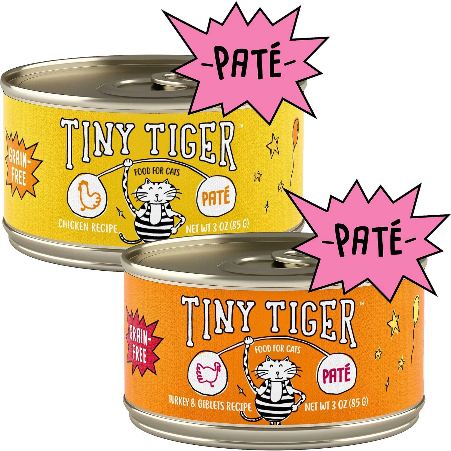 Tiny Tiger Pate Chicken Recipe Grain-Free Canned Cat Food & Tiny Tiger Pate Turkey & Giblets Recipe Grain-Free Canned Cat Food 3 Tiny Tiger Pate Chicken Recipe Grain-Free Canned Cat Food & Tiny Tiger Pate Turkey & Giblets Recipe Grain-Free Canned Cat Food