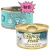Tiny Tiger Pate Seafood Recipe Grain-Free Canned Cat Food & Fancy Feast Classic Salmon & Shrimp Feast Canned Cat Food