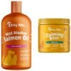 Zesty Paws Calming Bites Bacon Flavored Soft Chews Supplement For Cats & Zesty Paws Wild Alaskan Salmon Oil Liquid Skin & Coat Supplement For Dogs & Cats