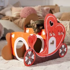 Frisco Valentine Love Carriage Cardboard Cat House, 2-Story -Furry Friends 301565 PT4. AC SS1800 V1701364873