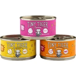 Tiny Tiger Pate Beef & Poultry Recipes Variety Pack Grain-Free Canned Cat Food & Tiny Tiger Crunchy Bunch, Fearless Feathers & Gracious Gills, Chicken & Seafood Flavor Cat Treats -Furry Friends 303752 PT2. AC SS1800 V1623058050