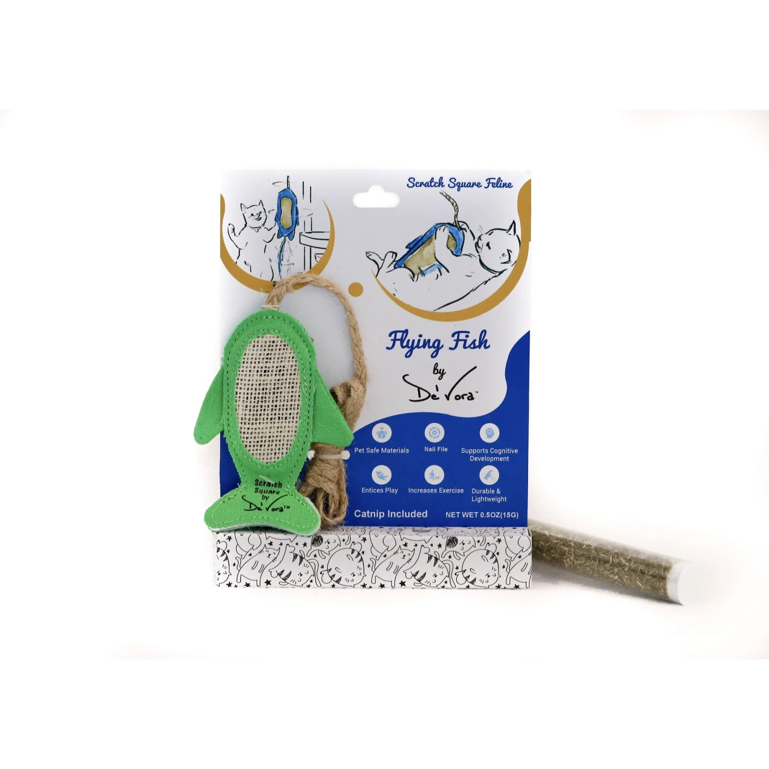 De' Vora Scratch Square Feline Flying Fish Cat Grooming Toy 3 De' Vora Scratch Square Feline Flying Fish Cat Grooming Toy