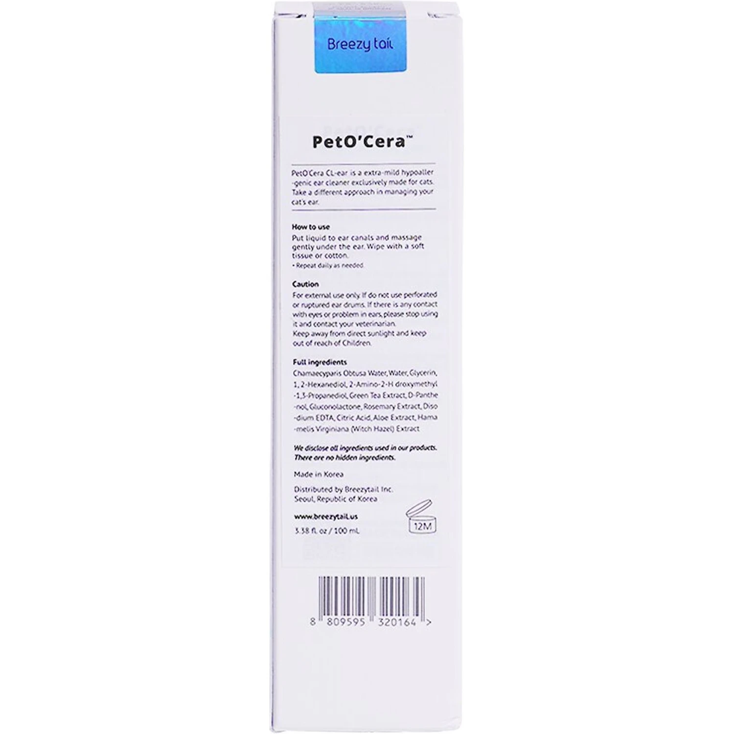 PetO'Cera Cl-Ear Dog & Cat Ear Cleaner, 3.38-oz Bottle 5 PetO'Cera Cl-Ear Dog & Cat Ear Cleaner, 3.38-oz Bottle - Image 3