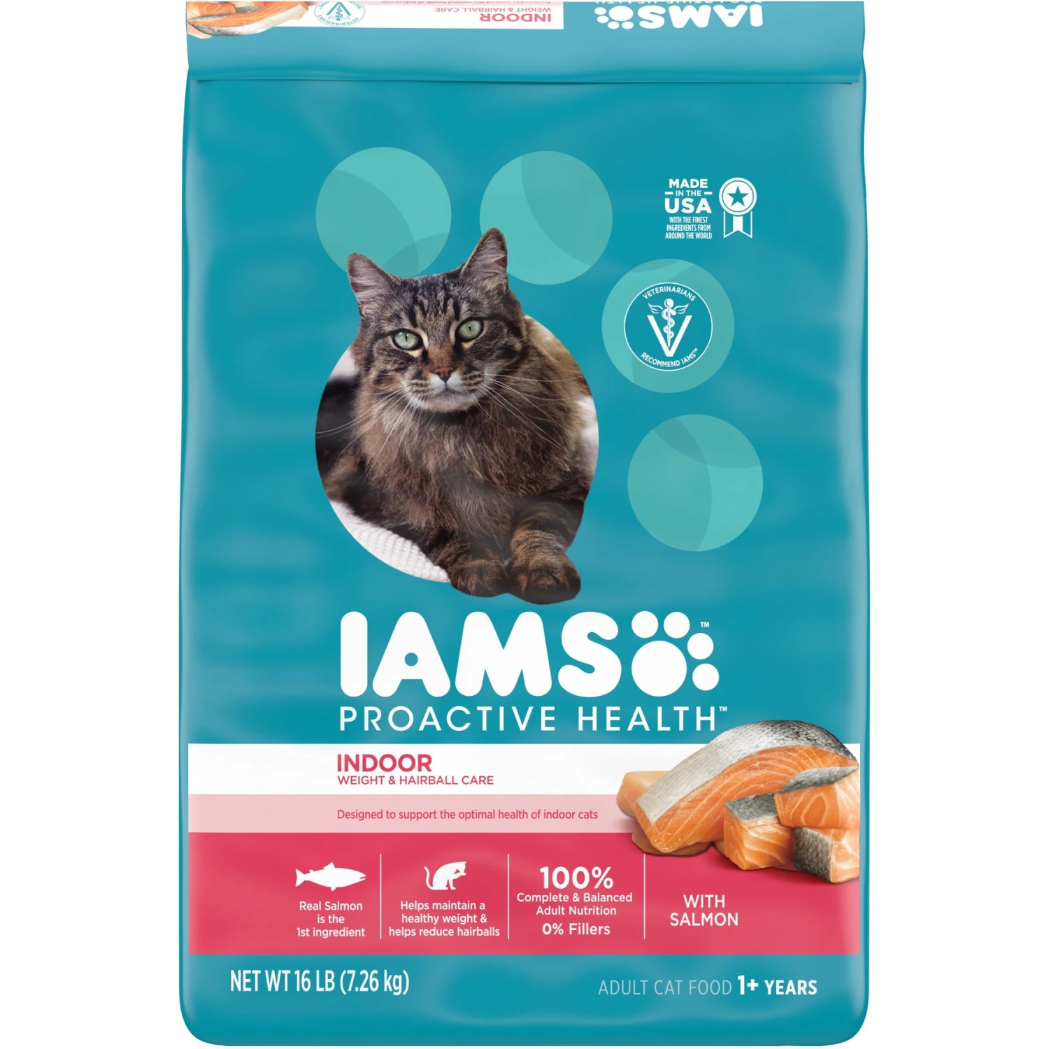 Iams ProActive Health Adult Indoor Weight & Hairball Care With Salmon Dry Cat Food 3 Iams ProActive Health Adult Indoor Weight & Hairball Care With Salmon Dry Cat Food