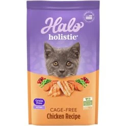 Halo Holistic Kitten Food Grain-Free Cage-Free Chicken Recipe Complete Digestive Health Dry Cat Food