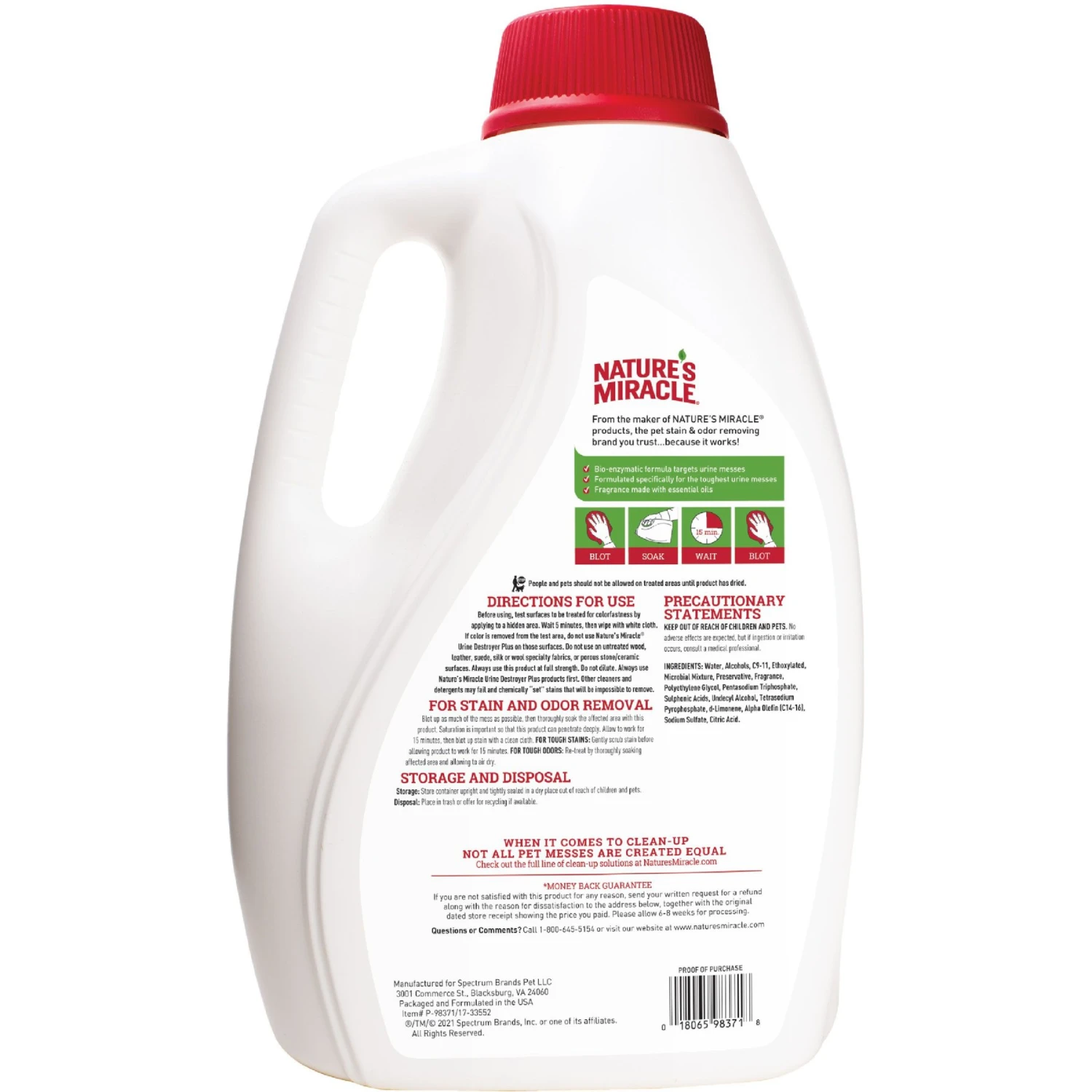 Nature's Miracle Cat Urine Destroyer Plus Enzymatic Formula Stain Remover Refill, 1-gal Bottle 4 Nature's Miracle Cat Urine Destroyer Plus Enzymatic Formula Stain Remover Refill, 1-gal Bottle - Image 2