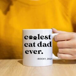 904 Custom Personalized Coolest Cat Dad Ever Double Sided Mug, 11-oz -Furry Friends 314465 PT2. AC SS1800 V1637014928