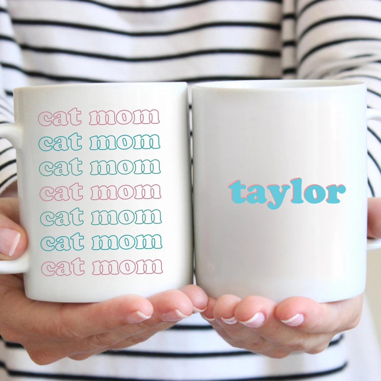 904 Custom Personalized Retro Cat Mom Double Sided Mug, 11-oz 3 904 Custom Personalized Retro Cat Mom Double Sided Mug, 11-oz