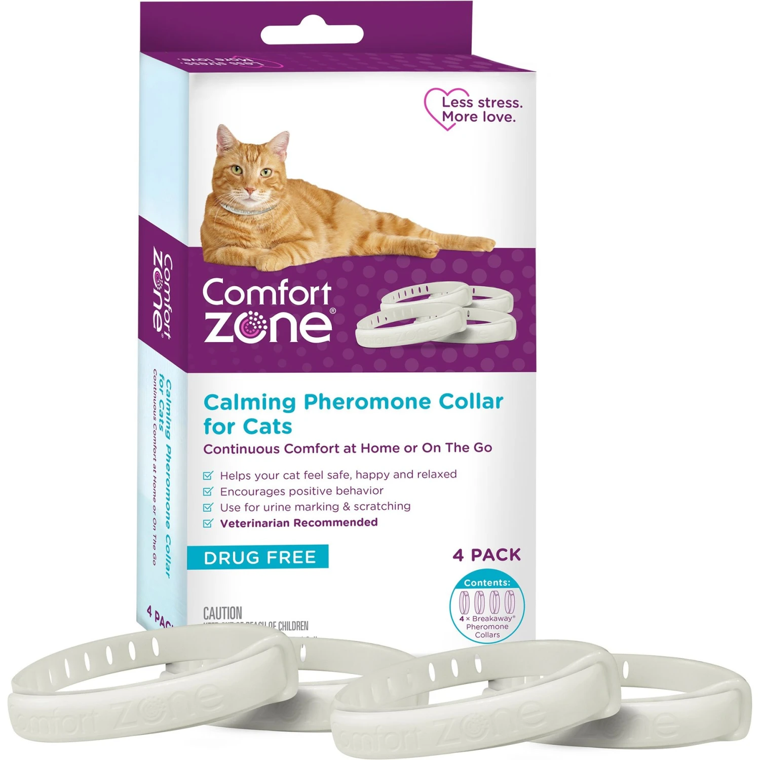 Comfort Zone Calming Pheromone Breakaway Cat Collar, 4 Count 3 Comfort Zone Calming Pheromone Breakaway Cat Collar, 4 Count