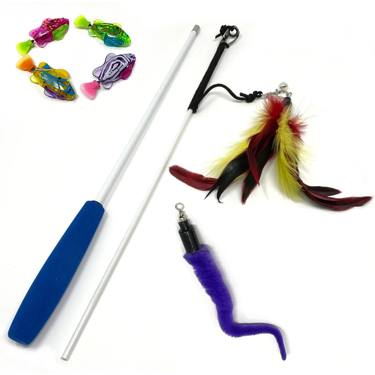 Pet Fit For Life 4-Piece Bundle Interactive Swimming Fish + Feather Wand Cat Toy 3 Pet Fit For Life 4-Piece Bundle Interactive Swimming Fish + Feather Wand Cat Toy