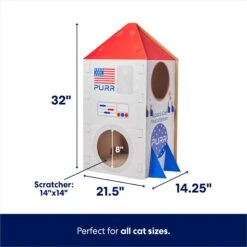 Frisco Spaceship Cardboard Cat House, 2-Story -Furry Friends 317721 PT1. AC SS1800 V1689340733