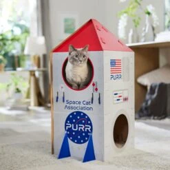 Frisco Spaceship Cardboard Cat House, 2-Story -Furry Friends 317721 PT4. AC SS1800 V1688677264