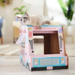 Frisco Ice Cream Truck Cardboard Cat House, 2-Story -Furry Friends 317729 PT3. AC SS1800 V1676566491