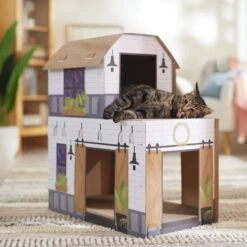 Frisco Farmhouse Cardboard Cat House, 2-Story -Furry Friends 317733 PT3. AC SS1800 V1676566492