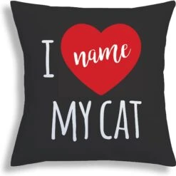 Custom Personalization Solutions I Love My Cat Personalized Throw Pillow -Furry Friends 326739 PT3. AC SS1800 V1632432372