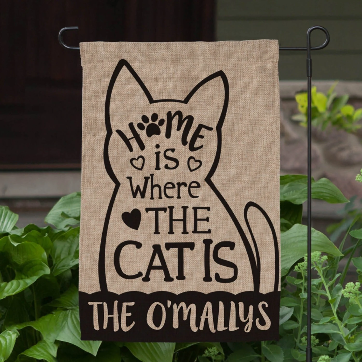 Custom Personalization Solutions Home Is Where The Cat Is Personalized Burlap Flag 4 Custom Personalization Solutions Home Is Where The Cat Is Personalized Burlap Flag - Image 2