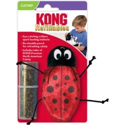 KONG Refillables Ladybug Cat Toy, Red/Black -Furry Friends 329458 PT3. AC SS1800 V1634835697
