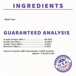Halo Liv-A-Littles Beef Liver Protein Freeze-Dried Dog & Cat Treats, 3-oz Bag -Furry Friends 329479 PT7. AC SS1800 V1631598085