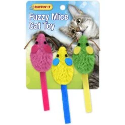 RUFFIN' IT Fuzzy Mice Assorted Cat Toy, 3 Count