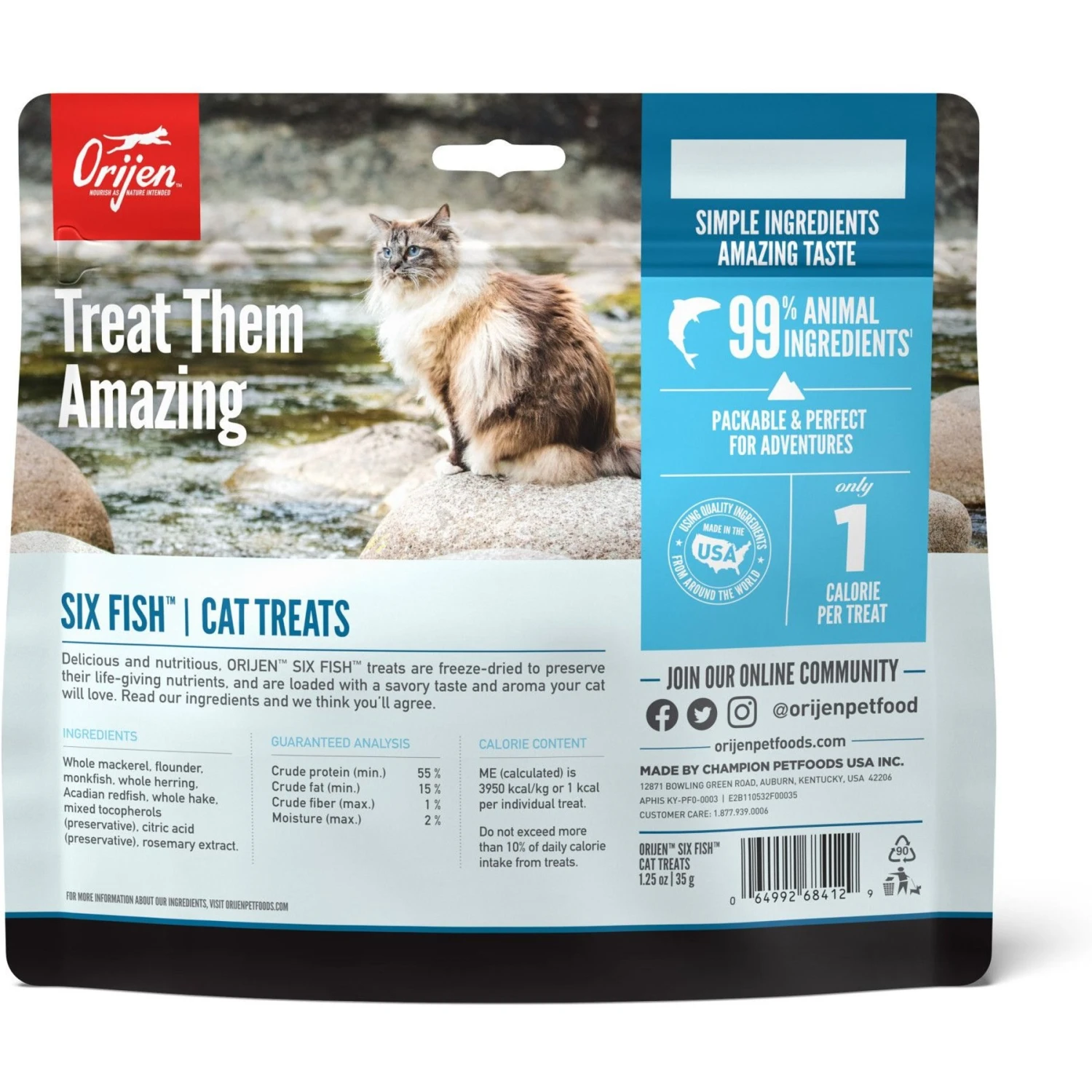 ORIJEN Six Fish Grain-Free Dry Cat Food & ORIJEN Six Fish Grain-Free Freeze-Dried Cat Treats, 1.25-oz Bag 10 ORIJEN Six Fish Grain-Free Dry Cat Food & ORIJEN Six Fish Grain-Free Freeze-Dried Cat Treats, 1.25-oz Bag - Image 8