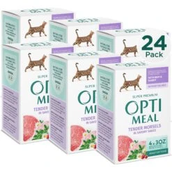 Optimeal Tender Morsels With Beef & Rabbit In Savory Sauce Recipe Wet Cat Food, 3-oz Pouch, Case Of 24