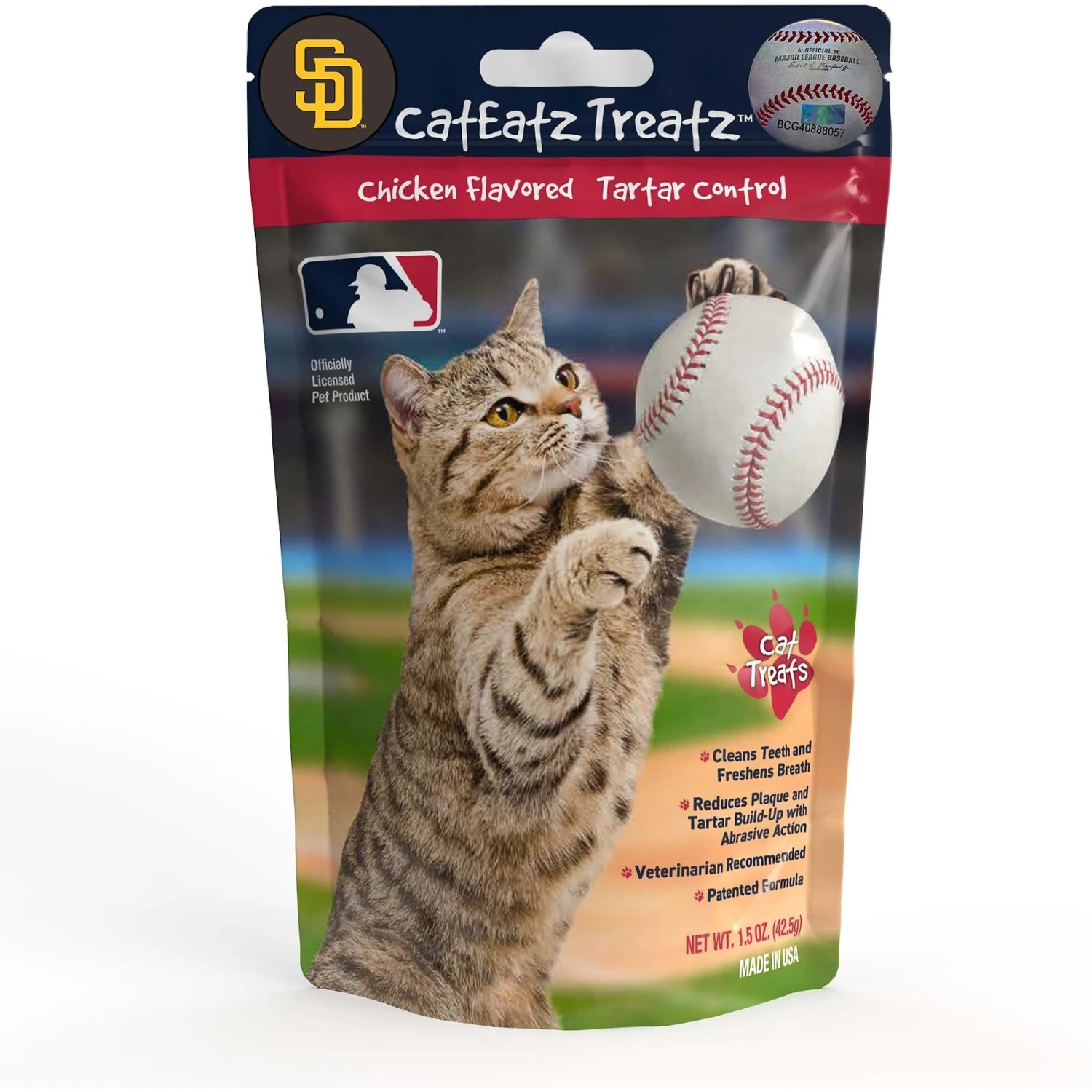 Team Treatz CatEatz Treatz MLB Padres Chicken Flavor Tartar Control Dental Cat Treats 3 Team Treatz CatEatz Treatz MLB Padres Chicken Flavor Tartar Control Dental Cat Treats